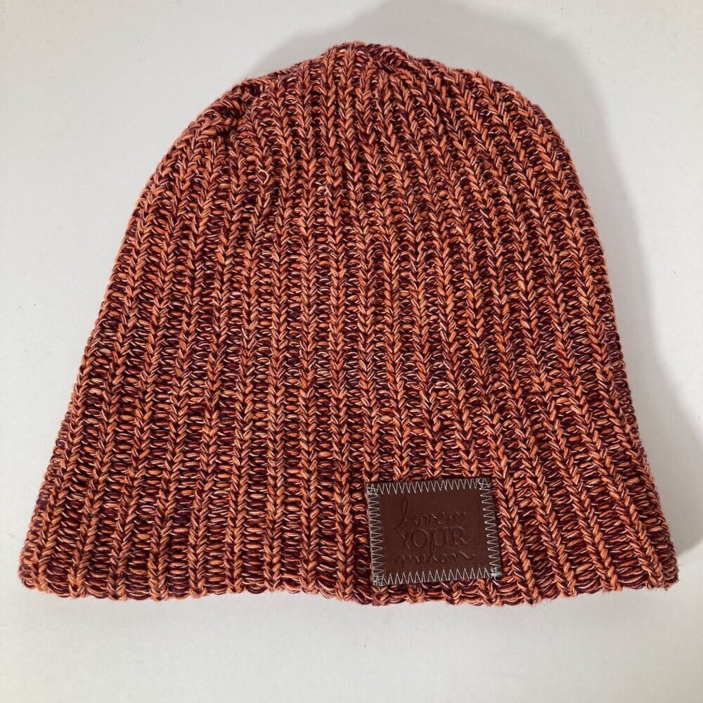 Womens‎ Love Your Melon Knit Cotton Hat Orange Brown OS